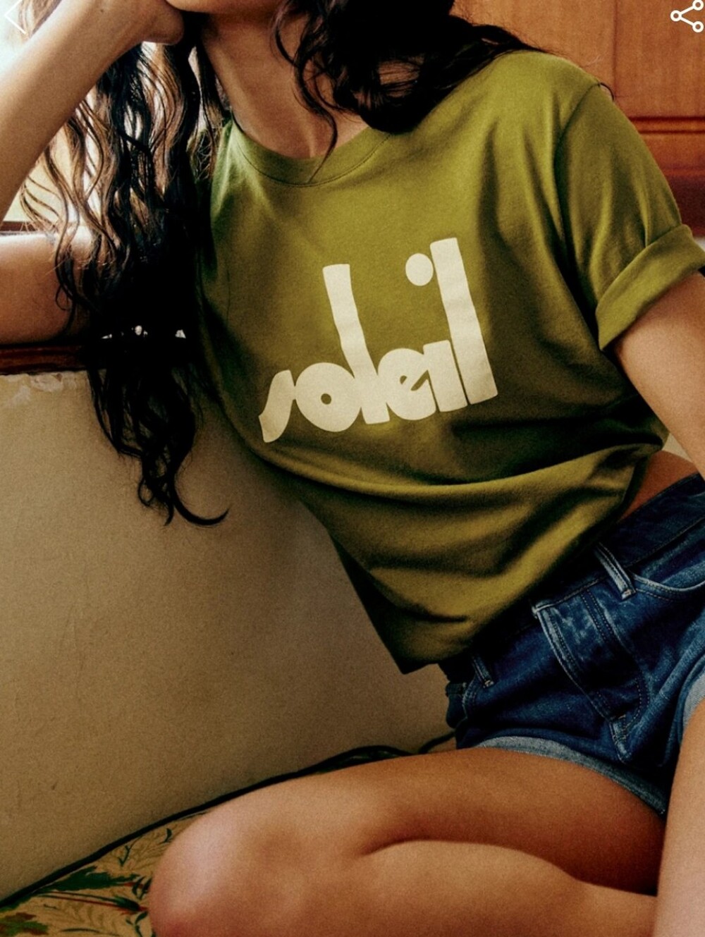 Sezane Soleil Olive Green Graphic Tee